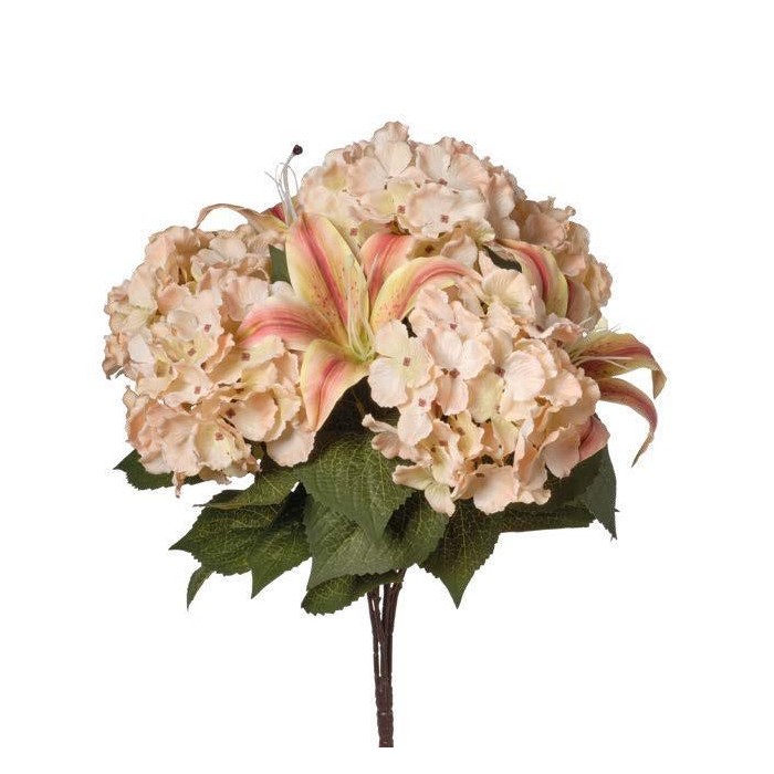 MAZZO GIGLI E ORTENSIE X9 CM53 BEIGE